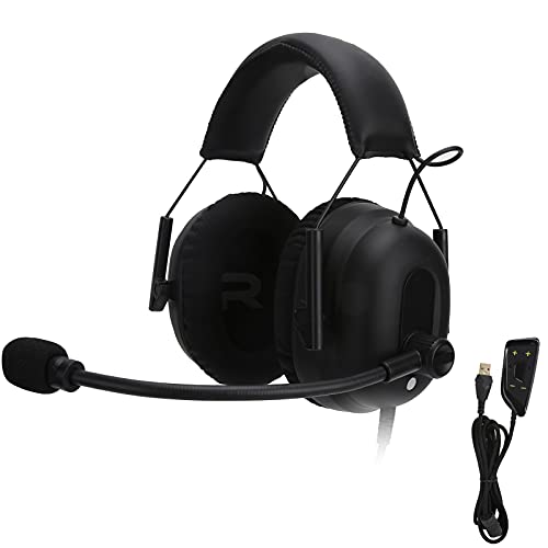 ASHATA Gaming-Headset für PC,Stereo 7.1 Virtual Surround Sound Gaming-Kopfhörer mit Noise Cancelling-Mikrofon,360 Grad Frei Drehbares Mikrofon,für PC-Laptops (Schwarz) von ASHATA