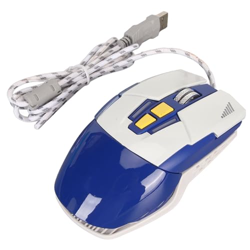ASHATA Gaming Maus, Kabelgebundene Gaming Maus, LED Licht, 4 Einstellbare DPI, 6 Tasten, Kabelgebundene USB optische Computermaus, für Computerspiele (Blue) von ASHATA