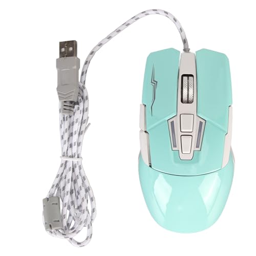 ASHATA Gaming Maus, Kabelgebundene Gaming Maus, LED Licht, 4 Einstellbare DPI, 6 Tasten, Kabelgebundene USB optische Computermaus, für Computerspiele (Green) von ASHATA