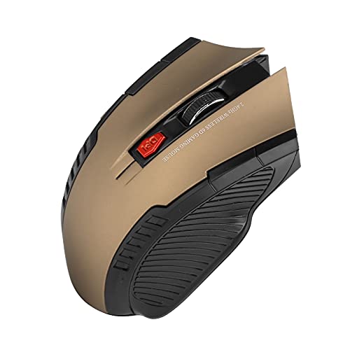 ASHATA Gaming-Maus, Optische 2,4-G-Maus, 3 Stufen Einstellbares Optisches Externes Computergerät mit USB-Empfänger, Bequem zu Halten. (Gold) von ASHATA