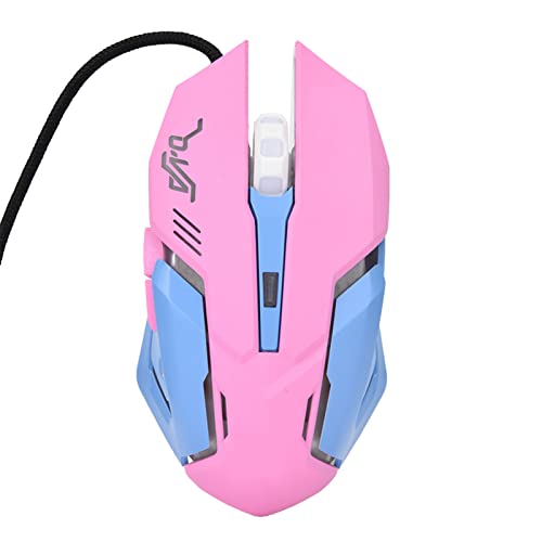 ASHATA Gaming Mouse Kabelgebundene, Hochempfindliche Pink Gaming Mouse Kabelgebundene Gaming Mouse, Bequemer Griff Ergonomischer Optischer PC Computer Gaming Mäuse, Kompatibel mit von ASHATA