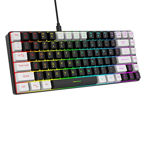 ASHATA Gaming Tastatur, Tastatur mit RGB Hintergrundbeleuchtung, 84 Tasten, Typ C, Ergonomisch Gebogen, Leise, Kabelgebundene Tastatur für Family Office Bearbeitung, für Win7 für Win8 (Schwarz) von ASHATA