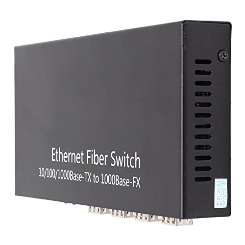 ASHATA Gigabit Ethernet Medienkonverter RJ45 10/100/1000M 4 Glasfaser 2 Ports Singlemode Dual Fiber für IEEE802.3Z / AB 1000Base-SXLX CAT5 /CAT 6 Twisted Pair Kabel von ASHATA