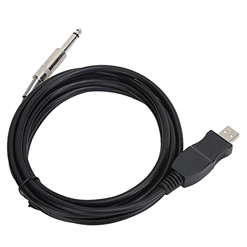 ASHATA Gitarren-USB-Kabel 3 Meter Kompatibel mit Dem Computer-Anschluss Instrumentenkabel für E-Gitarren-Bass, USB 2.0-Schnittstelle, 6,5 Mm Audioanschluss Gitarren-USB-Kabel von ASHATA