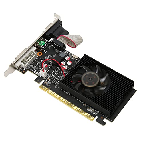 ASHATA Grafikkarte, 1 GB DDR3 GPU mit Halber Höhe, Leiser Lüfter, Schnittstelle mit 3 Ausgängen, Einfache Installation, Hohe Stabilität für Computergehäuse von ASHATA