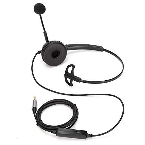 ASHATA H600‑3.5MV Professionelles Kabelgebundenes Headset, Telefon-Headset Mono-Lautstärkeregelung 3,5-mm-Klinke Business-Headset mit Mikrofon für Smartphone-Tablet von ASHATA