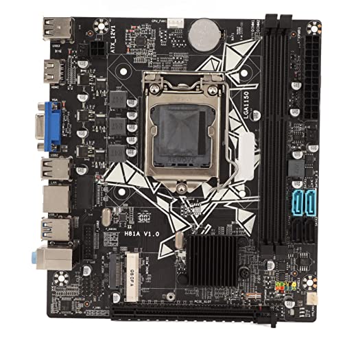 ASHATA H81A Motherboard Game PC, LGA 1150 PCIE 8X DDR3 DDR3L HDMI VGA SATA3.0 NGFF M.2 USB 100 Gigabit NICs 16GB ATX Gaming Motherboard für Prozessoren der E3 V3 LGA150 Serie von ASHATA