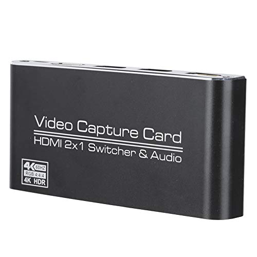 ASHATA HD 4K-Videoaufnahmekarte, 1080P HDMI auf USB 3.0 Audio-Videoaufnahmekarte 2 x 1-Schalter Aufzeichnen von Video-Audio-Grabbe für Live-Stream-Spielaufzeichnung mit Fernbedienung von ASHATA