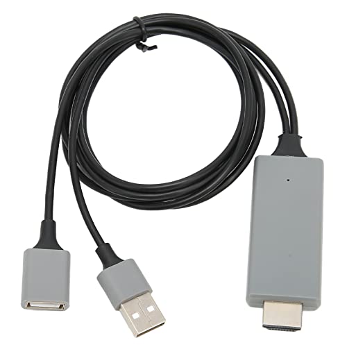 ASHATA HDMI-Adapter 1080P-Kabel, Handy-USB-zu-HDMI-Adapterkabel, HDMI-Kabel Telefon zu HDMI-Kabel mit Gleichem Bildschirm für Android, IOS, für TV-Projektor(Schwarz) von ASHATA