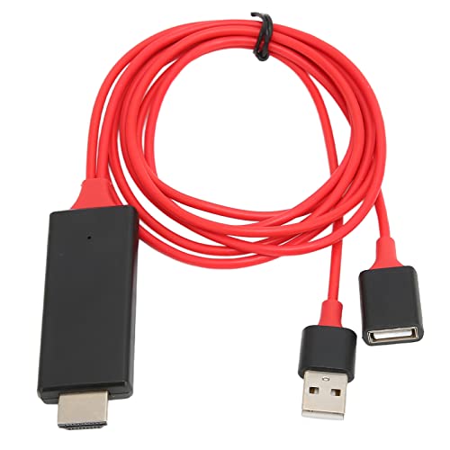 ASHATA HDMI-Adapter 1080P-Kabel, Handy-USB-zu-HDMI-Adapterkabel, HDMI-Kabel Telefon zu HDMI-Kabel mit Gleichem Bildschirm für Android, IOS, für TV--Projektor(rot) von ASHATA
