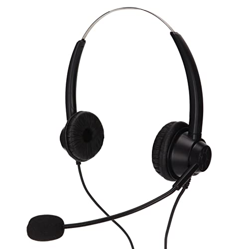 Headset mit Mikrofon, Computer-Headset mit Geräuschunterdrückung, Büro-Headset, Call-Center-Headset mit HD-Mikrofon, 2,5-mm-Stecker, Weiche Ohrpolster, für Büro, Telefonkonferenzen von ASHATA