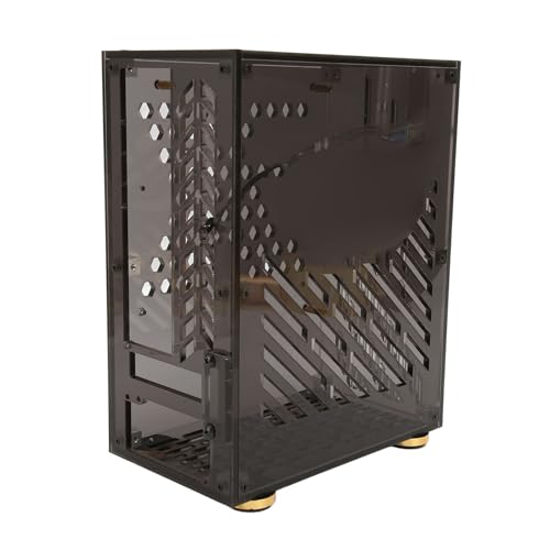 ASHATA ITX-Gehäuse 4,3 L mit Transparenter Acrylplatte, 360-Grad-Kühlung, Fußpolster, Einfache Installation, für Flex 1U Power, 2,5-Zoll-SSD (Black) von ASHATA