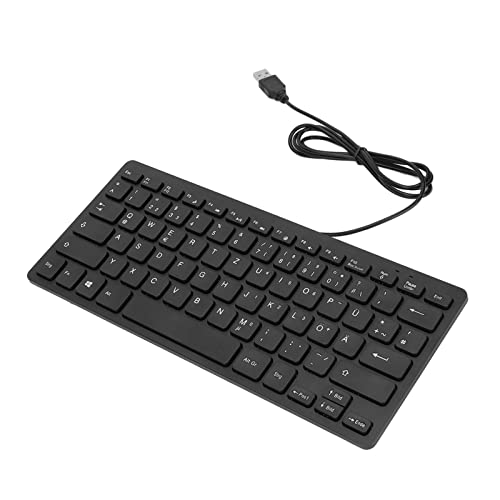 ASHATA Kabelgebundene Computertastatur, 78-Tasten-Stummschaltung, Ultradünne USB-Tastatur, -Tastatur-Gaming-Tastatur, Desktop-Computer-Tastatur mit Kleiner Sprache(Deutsch) von ASHATA