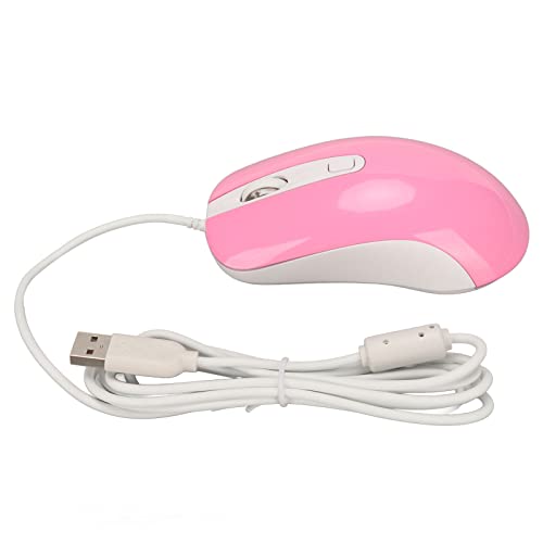 ASHATA Kabelgebundene Gaming-Maus, Nur Kabelgebundene Gaming-Maus, RGB-Hintergrundbeleuchtung, 3500 DPI, 4 Tasten, Ergonomisches Design, Kabelgebundene Computermaus (Rosa) von ASHATA