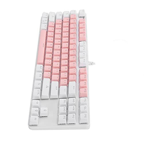 ASHATA Kabelgebundene Mechanische Tastatur,Gaming-Tastatur 87 Tasten,Zweifarbige USB-Kabeltastatur mit Hintergrundbeleuchtung,Ergonomisches Design und Abgestufte Tasten,für PC Gamer von ASHATA