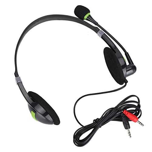 ASHATA Kabelgebundenes Headset Over-Ear-Kopfhörer mit Noise Cancelling Omnidirektionales Drehbares Mikrofon Komfortables Headset für PC-Computer-Büro(3,5-mm-Modell) von ASHATA