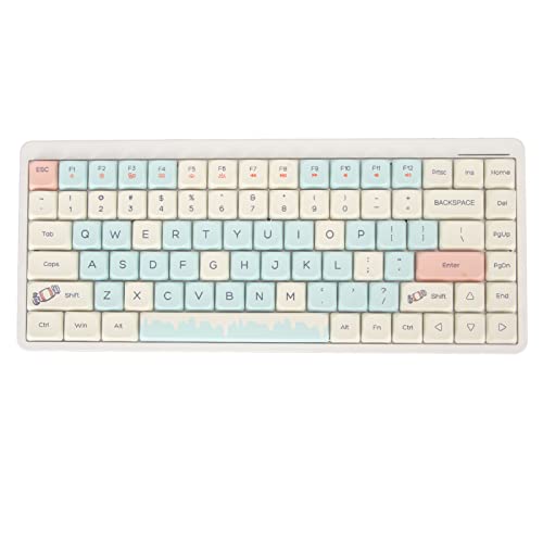 ASHATA Kabellose BT Tastatur, Mechanische Gaming Tastatur mit 84 Tasten für Win, 3 Modi 2,4 G Wireless BT Typ C, 21 Hintergrundbeleuchtungsmodi, PBT Tastenkappen (Typ 1) von ASHATA