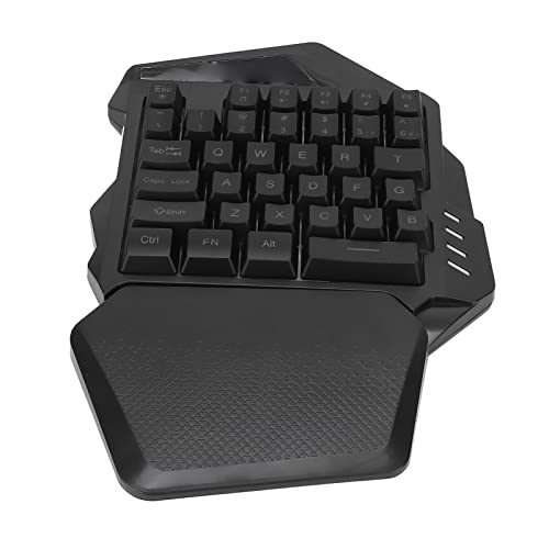 ASHATA Kabellose Einhand-Gaming-Tastatur für Computer, 2,4-G-RGB-Beleuchtung, ABS-Gaming-Tastatur mit 35 Tasten, 8 RGB-Beleuchtungsmodi, Versenktes Tastenkappen-Design von ASHATA