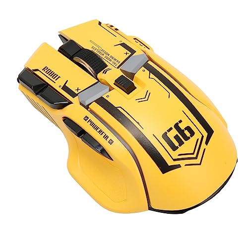 ASHATA Kabellose Gaming Maus, 10 Tasten Gaming Maus, 3 Verbindungsmodi, 5 Einstellbare DPI, Wiederaufladbare Kabellose Computer Maus mit 11 RGB Licht, für Gamer PC (Gelb) von ASHATA