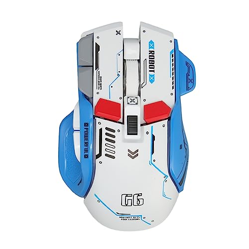 ASHATA Kabellose Gaming Maus, 10 Tasten Gaming Maus, 3 Verbindungsmodi, 5 Einstellbare DPI, Wiederaufladbare Kabellose Computer Maus mit 11 RGB Licht, für Gamer PC (Weiss) von ASHATA