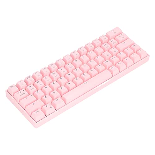 ASHATA Kabellose Mechanische Tastatur mit 3 Modi, N-Tasten-Rollover, 64 Tasten, Mechanische RGB-Tastatur, 2,4 G Kabellose Typ-C-kabelgebundene Mechanische Tastatur, Pink (Brauner von ASHATA