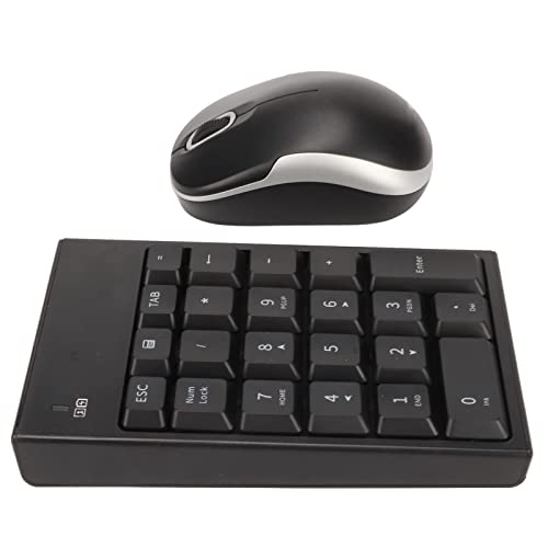 ASHATA Kabellose Nummernblock und Maus Kombination, 2,4 G 22 Tasten Nummernblock, Tragbare Ziffernblock Tastatur mit 1200 DPI Maus, für Laptop PC Desktop Notebook von ASHATA
