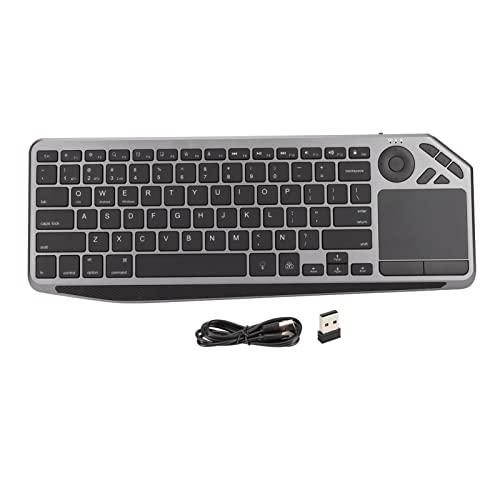 ASHATA Kabellose Tastatur, TV-Tastatur Kabellose Touch-Tastatur mit Bunter Hintergrundbeleuchtung, 2,4 G/BT Dual-Mode-Verbindung Präzise Cursorsteuerung für Multimedia für Home Entertainment von ASHATA