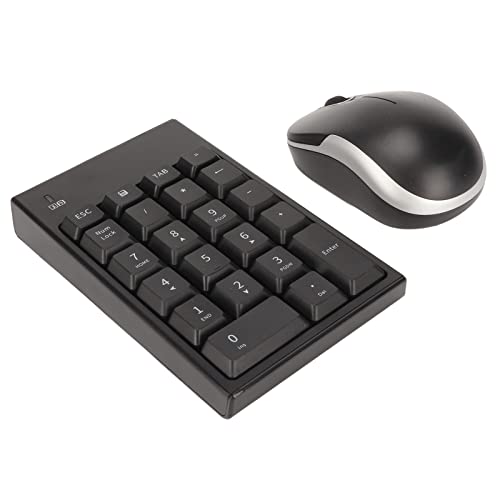 ASHATA Kabelloser Nummernblock und Maus, 2,4 G 22 Tasten Finanzbuchhaltung Numerischer Tastaturblock und Maus Combo mit USB-Empfänger für Laptop PC Desktop von ASHATA