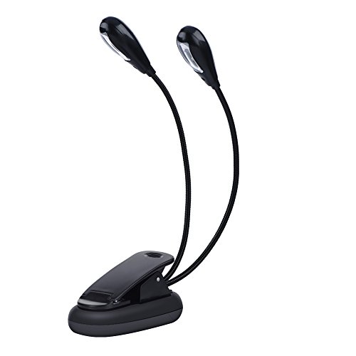 ASHATA LED-Notenständerleuchte, Clip-On-Notenständer-Buchlesung Mini Double Double Adjustable Arms Light LED-Lampe, Notenständerleuchten Clip-On-Piano-Leselampe(8 Perlen) von ASHATA