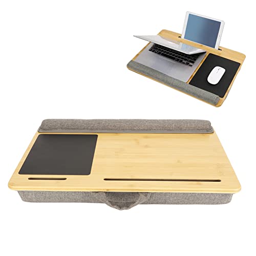 ASHATA Leichtes Schoßschreibtisch-Laptop-Tablett mit Kissenkissen, Laptop-Schreibtisch mit Eingebautem Schlitz, Mauspad, Handgelenkauflage, Passend für Bis zu 18,5-Zoll-Laptops, von ASHATA