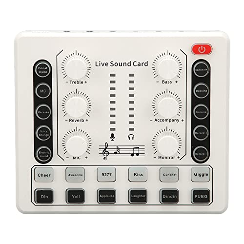 ASHATA M8 Live Soundkarte, Sound Mixer Board, Externer Sprachwechsler Audiomixer mit Umgebungslicht, Eingebauter Quad Core DSP Chip für Live von ASHATA