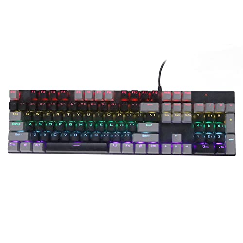 ASHATA Mechanische Gaming Tastatur mit 104 Tasten, 28 Hintergrundbeleuchtungsmodi, Kabelgebundene Tastatur mit Blauem Schalter, Computertastatur für PC, Breite Kompatibilität von ASHATA