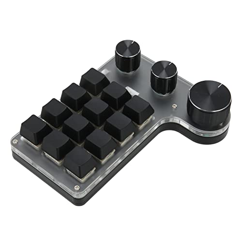 ASHATA Mechanische -Gaming-Tastatur mit 12 Tasten, USB- und Bluetooth-Dual-Modus, Einhändig Programmierbare Makro-Tastatur mit 3 Knöpfen für Office-Spiele von ASHATA