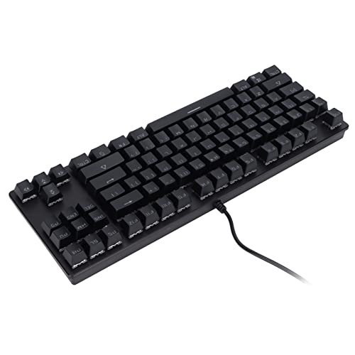 ASHATA Mechanische RGB-Gaming-Tastatur,87 Tasten Kompakte RGB-Tastatur mit Hintergrundbeleuchtung USB-Tastatur mit Kabel Grüne Achsen,Wasserdicht und Staubdicht,für PC-Spiele,Schwarz von ASHATA