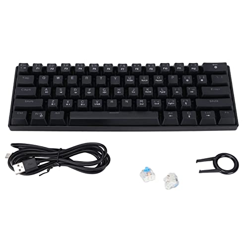 ASHATA Mechanische Tastatur, RGB Gaming 61 Tasten Farbe Hintergrundbeleuchtete Universaltastaturen Dual Mode Wireless 5.0 & USB Wired, für Gamer Computer Desktop von ASHATA