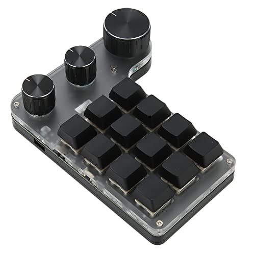 ASHATA Mechanische Tastatur mit 12 Tasten, Gaming-Tastatur, 12 Tasten, BT-USB-Verbindung, Tragbare, Programmierbare -Makrotastatur mit 3 Knöpfen für das Büro von ASHATA