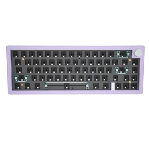 ASHATA Mechanische Tastatur mit RGB Knopf, 65% Gaming Tastatur, 67 Tasten, Hot Swap fähige Kompakte Mechanische Tastatur 2,4 G BT5.0 USB C, Kabelgebunden, Barebone Tastatur, DIY Kit (Lila) von ASHATA