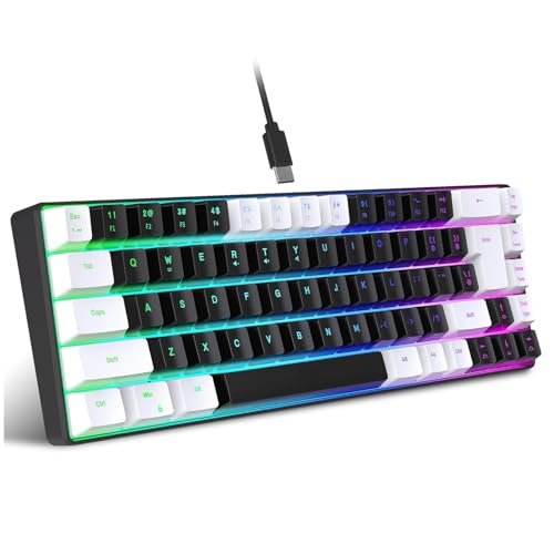 ASHATA Membran Gaming Tastatur, 68 Tasten, Kompaktes Layout, Kabelgebundene Gaming Tastatur, RGB Tastatur mit Hintergrundbeleuchtung, Multimedia Steuerung, für PC Computerspieler (weiß von ASHATA
