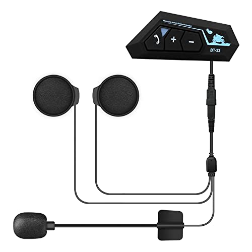 ASHATA Motorrad-Bluetooth-Headset, Helm-Bluetooth-Headset, Freisprecheinrichtung, Rauschunterdrückung, Multifunktionales, Wasserdichtes Bluetooth 5.0, Sprachsteuerungsfunktion, Schwarz von ASHATA
