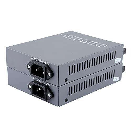 ASHATA Netzwerk-Transceiver, Gigabit-Ethernet-Glasfaserkonverter, Optisches Transceiver-Modul, 2PCS SC10/100/1000M Gigabit-Glasfaserkonverter AC100~250V von ASHATA