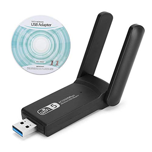 ASHATA-Netzwerkkarte Wireless USB-Adapter, Dual-Antenne USB 3.0 WiFi Wireless-Adapter Netzwerkkarte 1200 Mbit/s mit Festplatte, USB WiFi-Adapter mit Wireless-Geschwindigkeit: Bis zu 300 MB von ASHATA