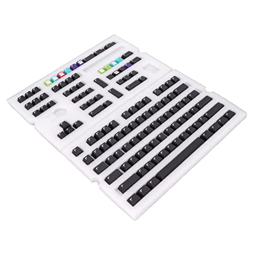 ASHATA PBT-Tastenkappen ohne Buchstaben, 128 Tasten, Farbsublimations-DIY-Tastatur-Tastenkappen-Set, Ergonomische Tastenkappen für Universelle Mechanische Tastaturen (GMK Black PX) von ASHATA