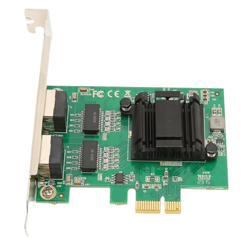 ASHATA PCIe Gigabit Netzwerkkarte, TXA108 82571 2 RJ45 Port Gigabit Netzwerkkarte, PCI Ex1 auf 2 RJ45 10/100/1000 Mbit/s Netzwerkkarte für Desktop PC von ASHATA
