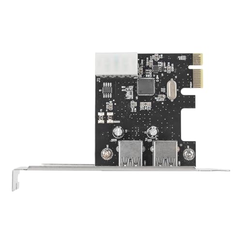 ASHATA PCIe-zu-USB3.0-Erweiterungskarte 2 Ports 5 Gbit/s für Desktop-PC – PCIe X1-Schnittstelle, Weitgehend Kompatibel, Ideal für USB 3.0-Geräte mit Großer 4-Pin-Stromversorgung, von ASHATA