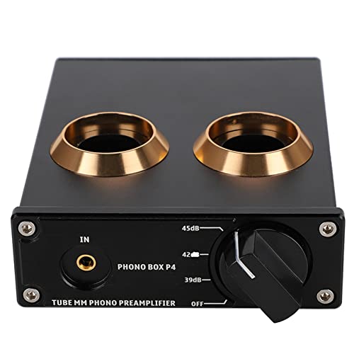 ASHATA Phono VorverstäRker, LeistungsverstäRker Phono Box P4 Mm Vergoldete RCA-AnschlüSse Audio Stereo Amp, Stilvolles Aussehen HiFi-VerstäRker HiFi Lautsprecher von ASHATA