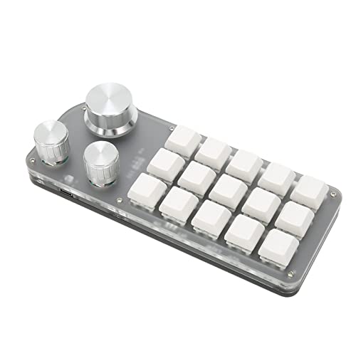 ASHATA Programmierbare DIY-Tastatur, 15 Tasten, 3 Knöpfe, Ziffernblock, Blauer Schalter, Mechanische Speicherfunktion, Tastatur für Gaming-Büromedien von ASHATA
