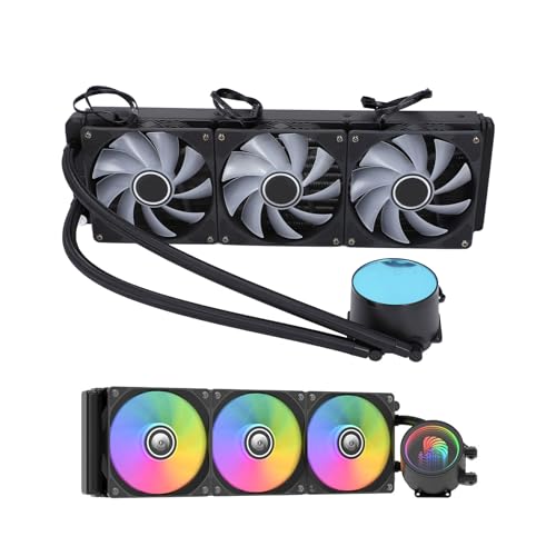 ASHATA RGB CPU Flüssigkeitskühler, 360 mm Kühler, Integriertes Computer Flüssigkeitskühlsystem mit PWM Steuerung, CPU Kühler, Lüfterkühler für LGA 1700 1200 115X von ASHATA