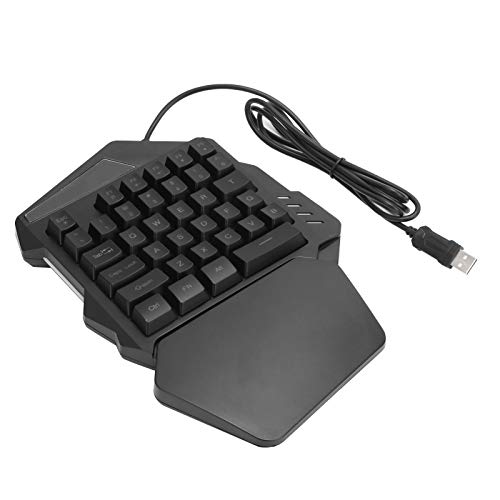 ASHATA RGB Einhand-Gaming-Tastatur, USB-kabelgebundene Einhandtastatur für das Spiel, 35 Tasten Rainbow Backlit-kabelgebundene Tastatur, Gaming-Tastatur Ergonomischer Gamecontroller mit von ASHATA