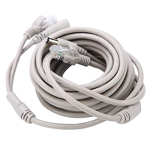 ASHATA RJ45+DC-Ethernet CCTV Kabel, 5,5 x 2,5 mm DC Strom Stecker auf Buchse Anschlusskabel,10/100 Mbps Videoüberwachung CCTV Cat 5 Verlängerung Kabel für IP-Kamera/NVR-System (5M) von ASHATA