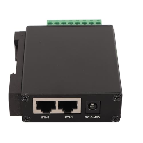 ASHATA RS232 RS485 zu RJ45 Modul, Serieller Server, Zweikanaliger RJ45 Port, Serieller Ethernet Server 1200 Bis 115200 Bit/s mit Schienenmontage, 5 Bis 9 Datenbits, PoE Netzwerkanschluss von ASHATA